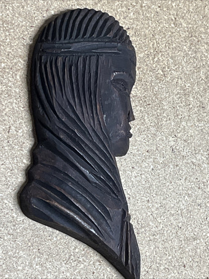 Osabel Tallado A Mano Argentina Wood Carving Lady Head Small Wall Hanging Art