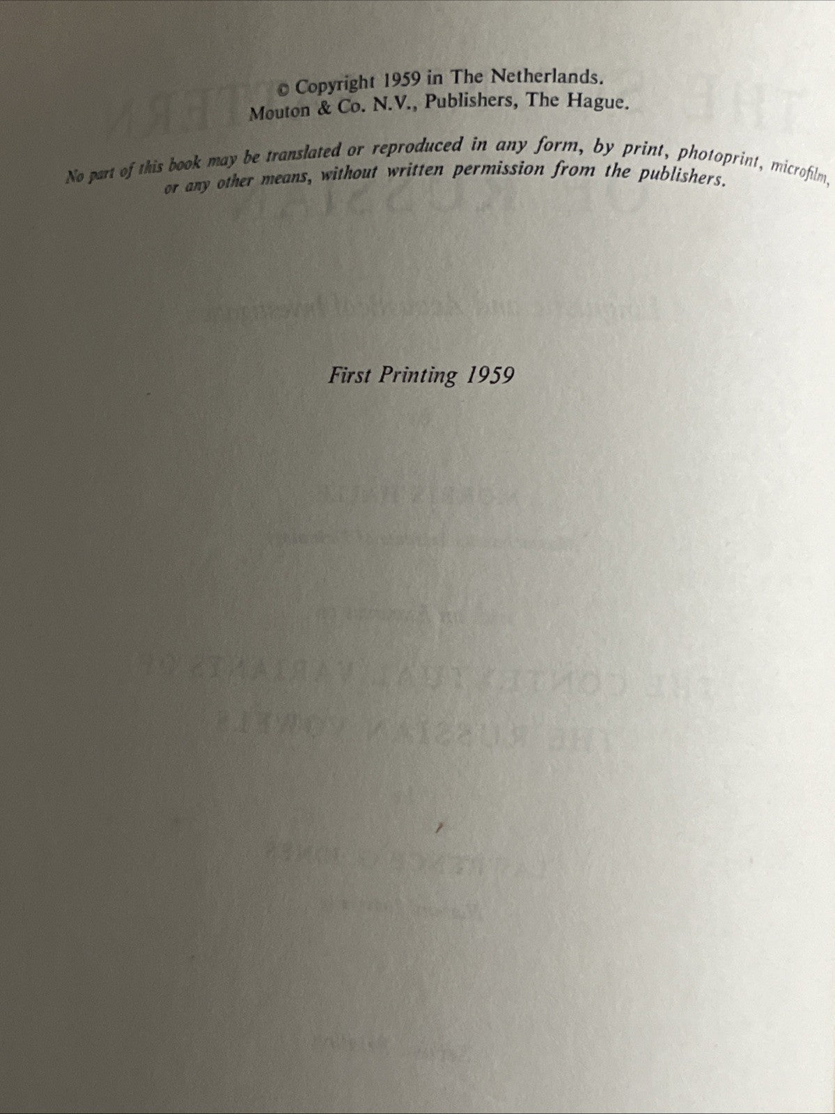 Sound Pattern of Russian : A Linguistic and Acoustical Investigation, Hardcov...