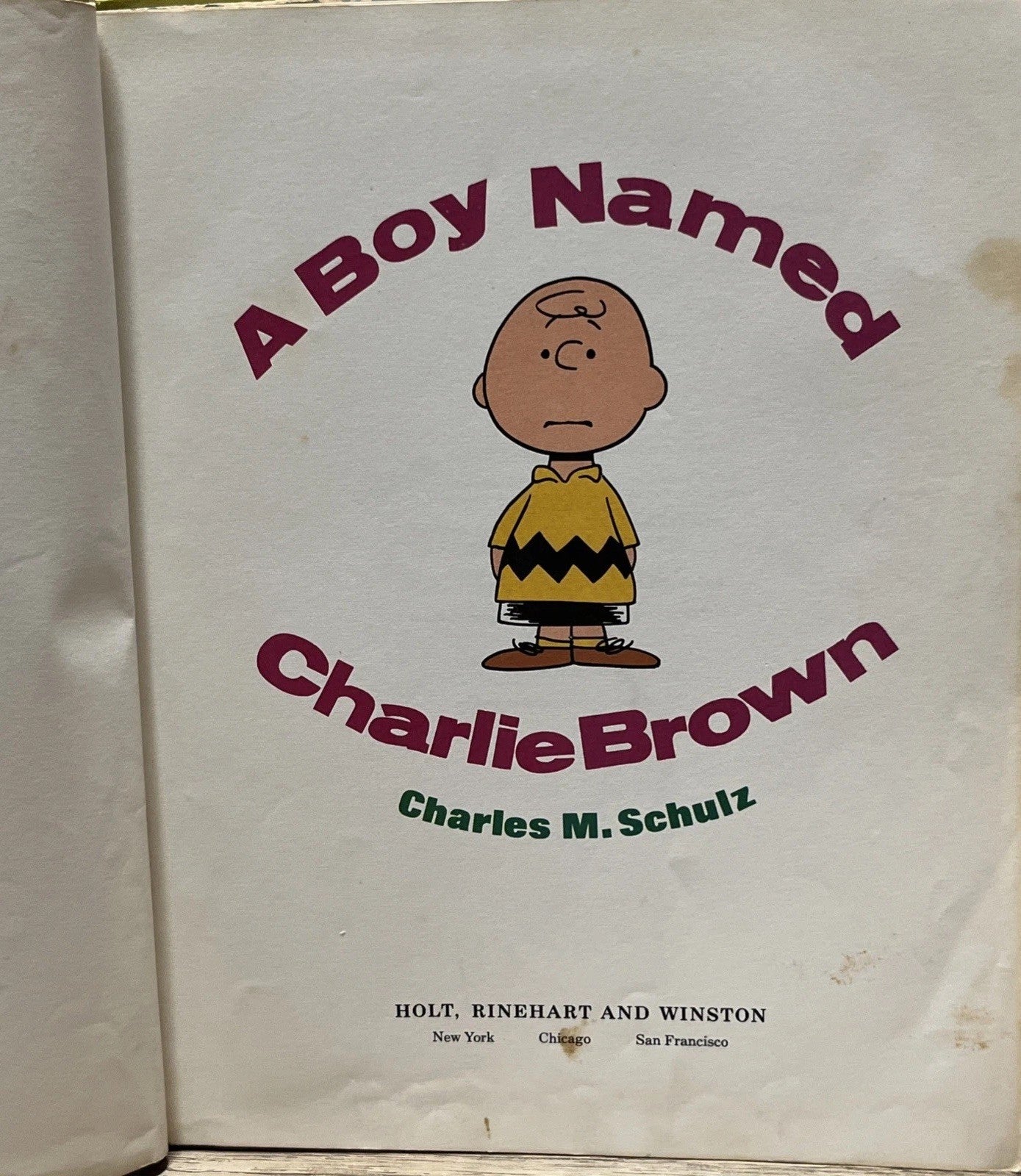 A Boy Named Charlie Brown by Charles M. Schulz 1969 Hardcover
