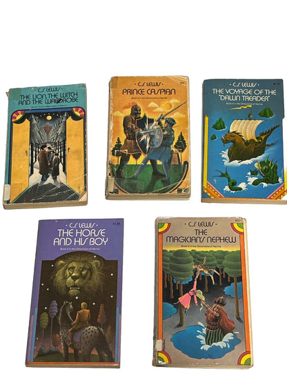 C. S. Lewis The Chronicles Of Narnia  Book  1, 2, 3, 5, & 6 Collier Books 1970s