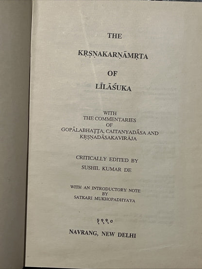 Kṛṣṇakarṇāmṛta of Līlāśuka Krsna Metre Verses Kavya Rare Book 1990