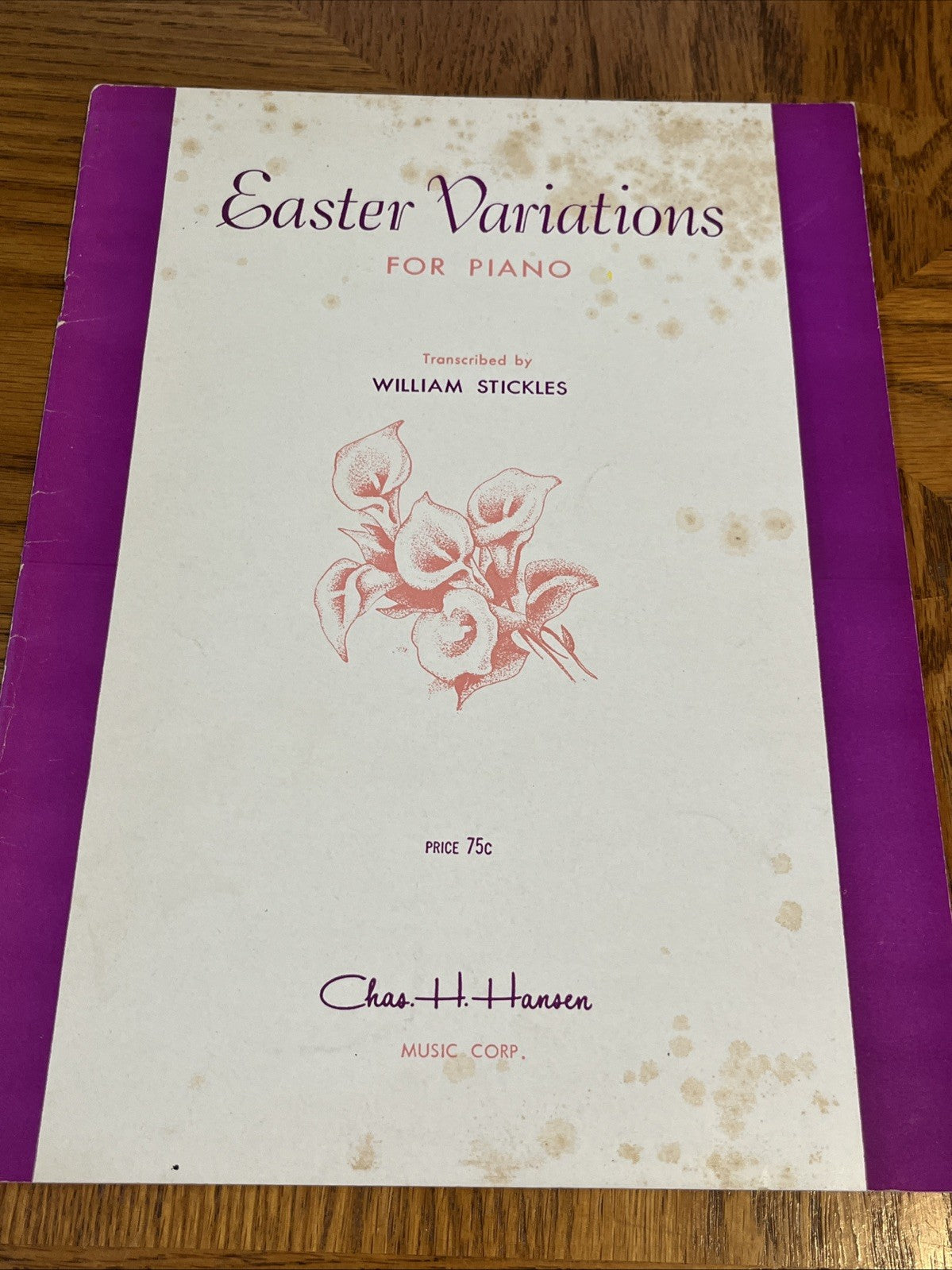 Easter Variations For Piano Chas H. Hansen Music Corp 1951 william Sickles