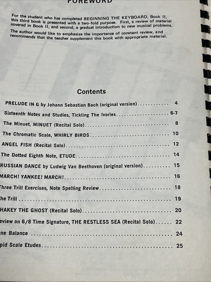 Beginning the Keyboard Book 3 by David Carr Glover (T017) 1963