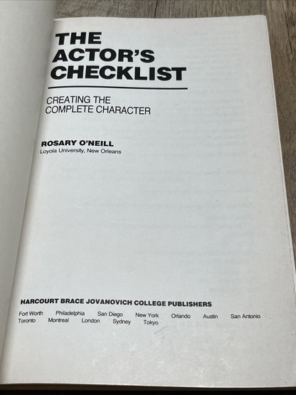 The Actor's Checklist Creating the Complete Character 1st Edition Rosary O’Neill