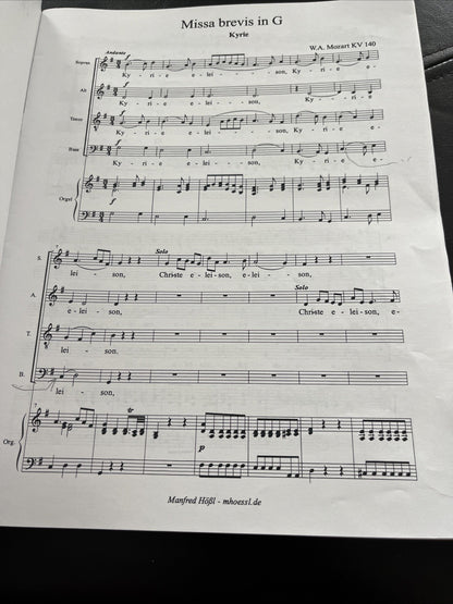 Messe Breve in G Major - KV 140 Wolfgang Amadeus Mozart Music Score-sheet