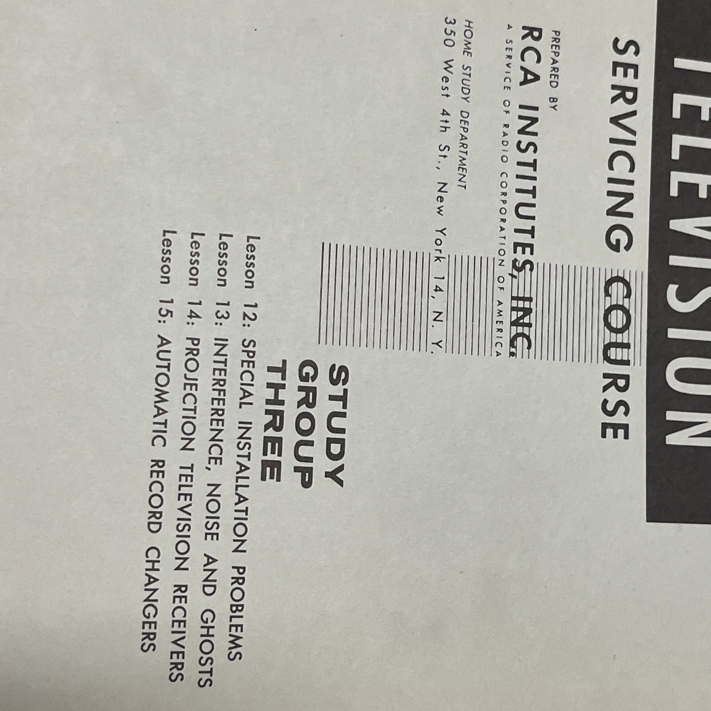 RCA Home Study Television Servicing Course 1951