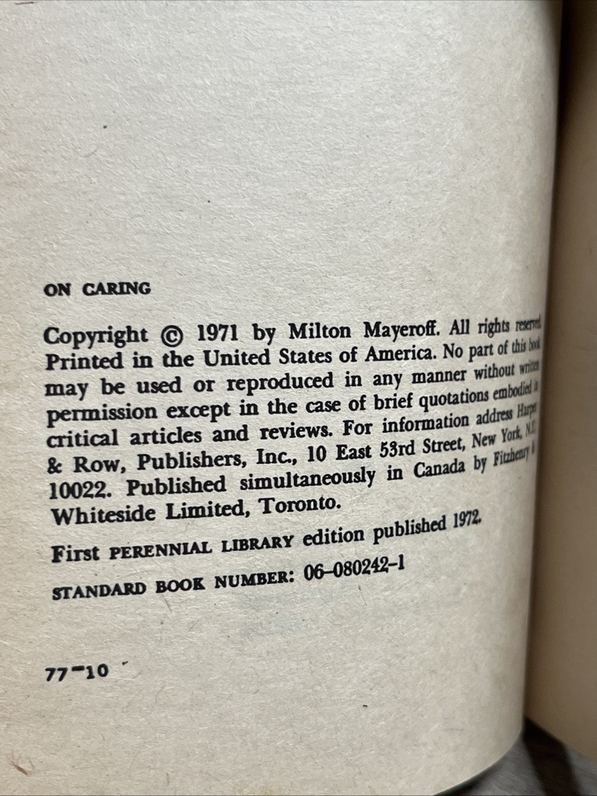 Milton Mayeroff : On Caring