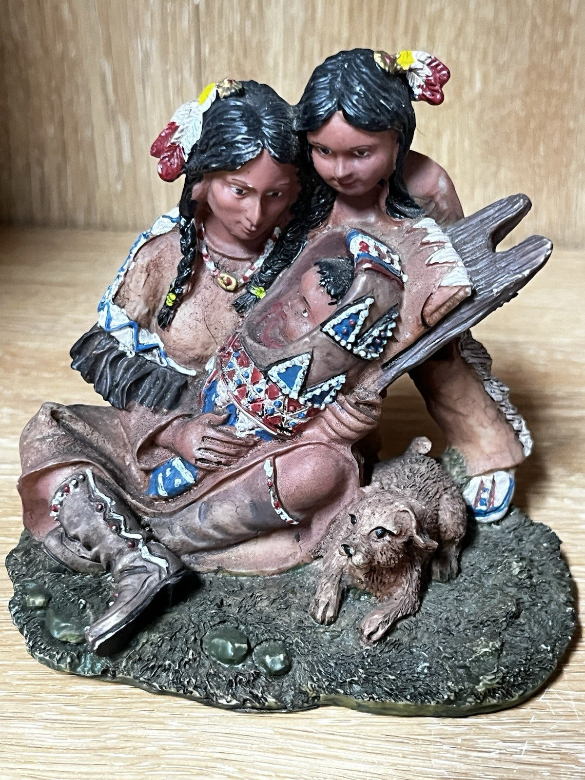 Native American India Family Figurine Details Decoration,hand paint 3 In Lot