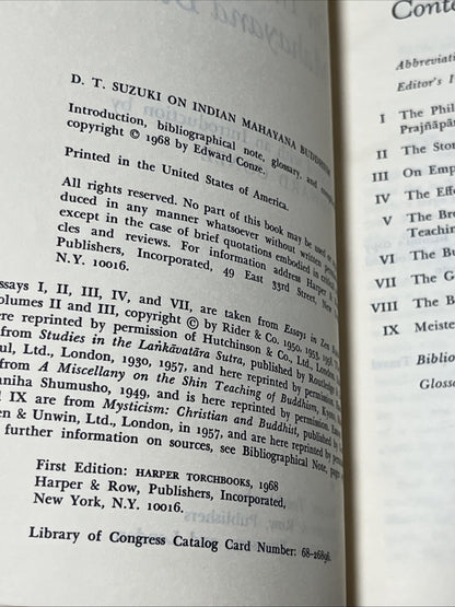 On Indian Mahayana Buddhism by D. T. Suzuki (used paperback, Harper 1968)