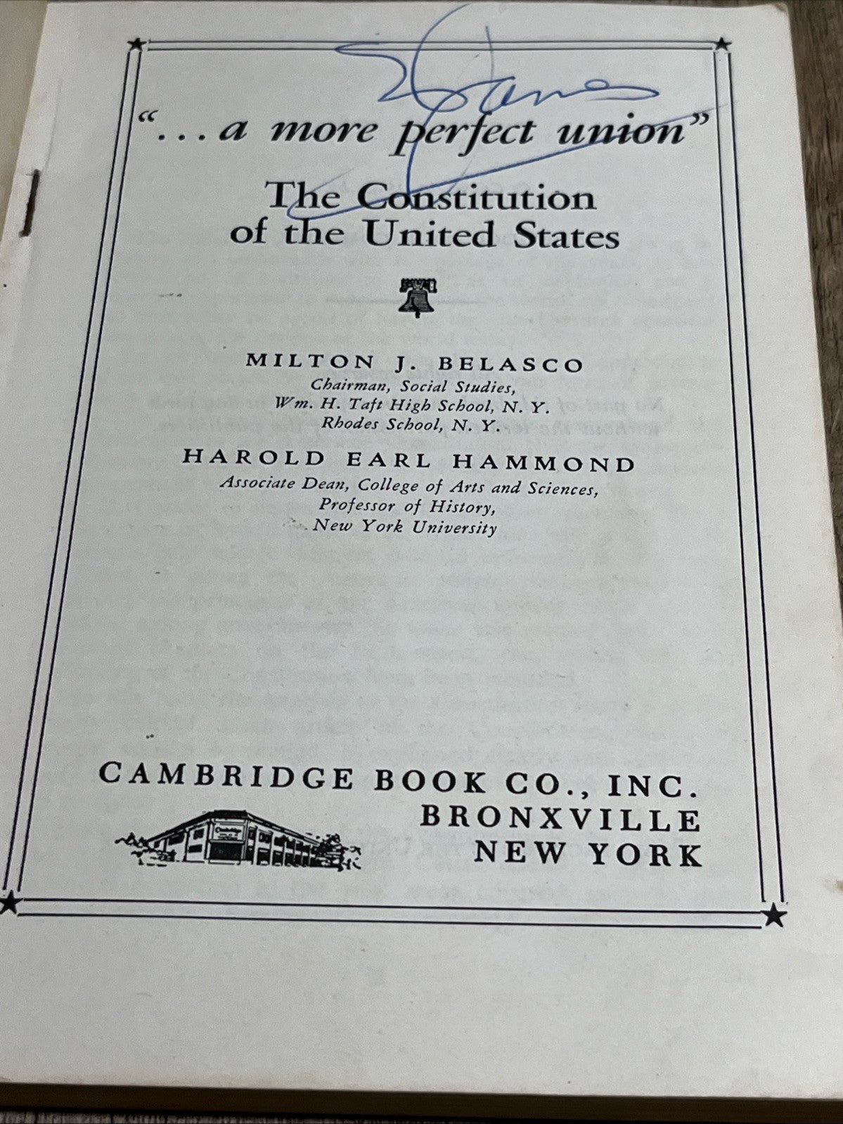 A More Perfect Union The Constitution of the United States,Amendment 1st Ed 1965