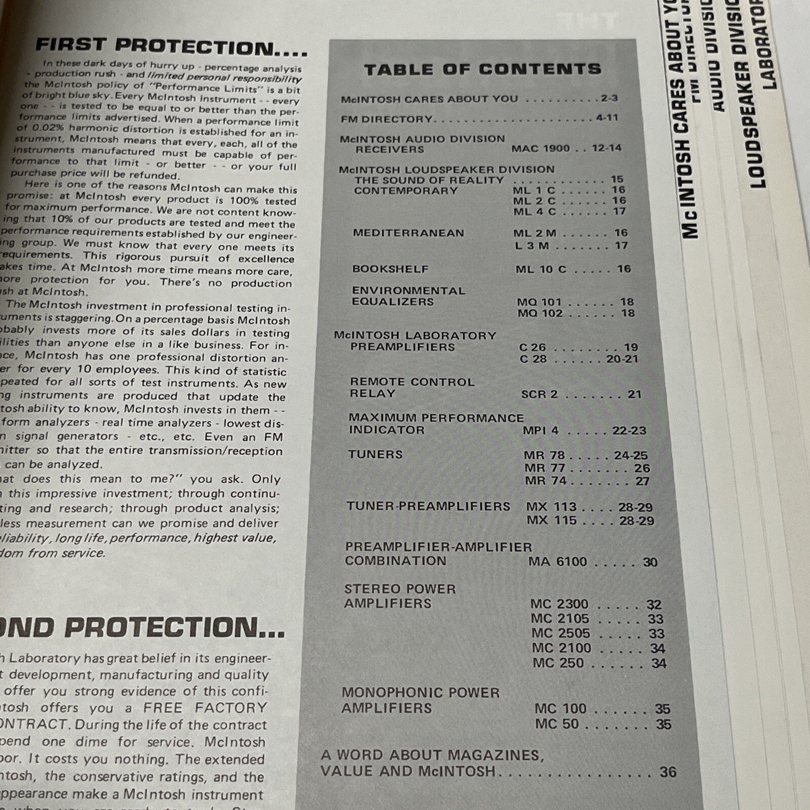 McIntosh Collectable stereo sales and model brochure circa early 1970’S