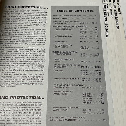 McIntosh Collectable stereo sales and model brochure circa early 1970’S