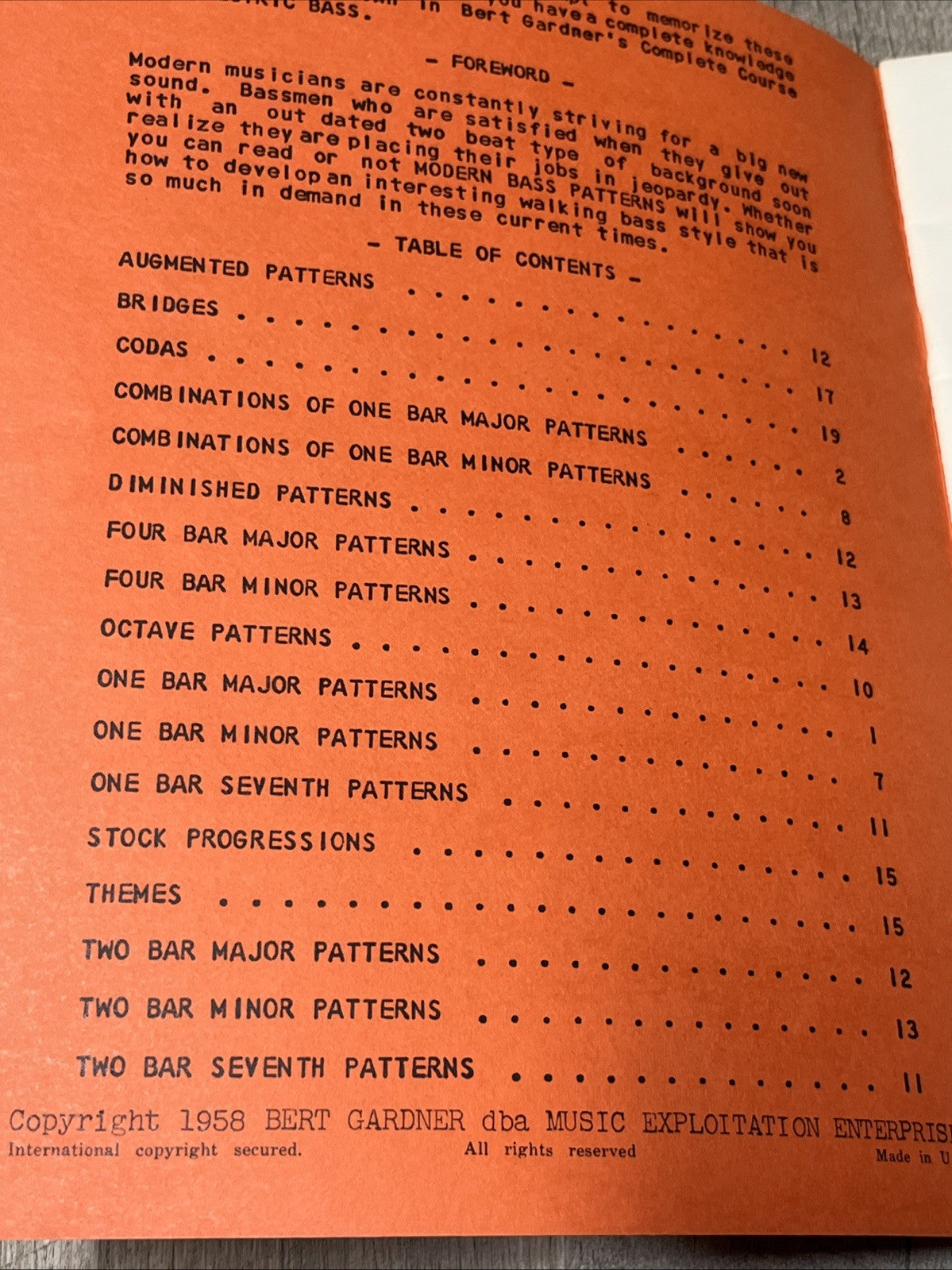 MODERN BASS PATTERNS MODERN BASS PATTERNS by BERT GARDNER 1958