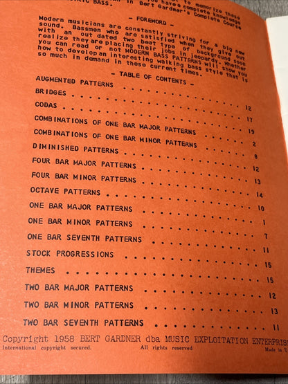 MODERN BASS PATTERNS MODERN BASS PATTERNS by BERT GARDNER 1958