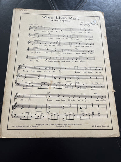 SHEET MUSIC, WHEN CHILDREN PRAY, BEATRICE FENNER, FENNER PUB... 1938/1944 (665)