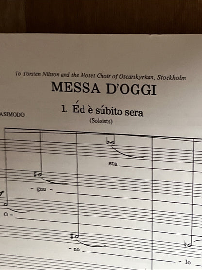 Eskil Hemberg  Messa d'oggi  for five solo voices and mixed chorus op. 23