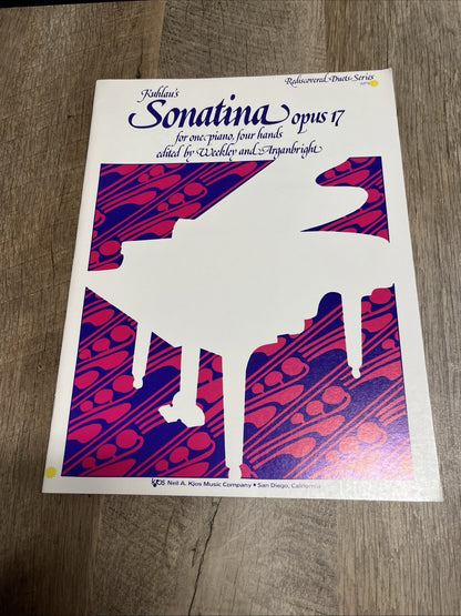 Ruhlman's Sonatina Opus 17 For One Piano,Four Hands By Weekly & Arganbright 1987
