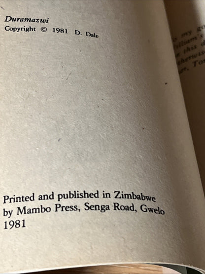 Duramaxwi : A Basic Shona-English Dictionary 1st Edition by D. Dale 1981