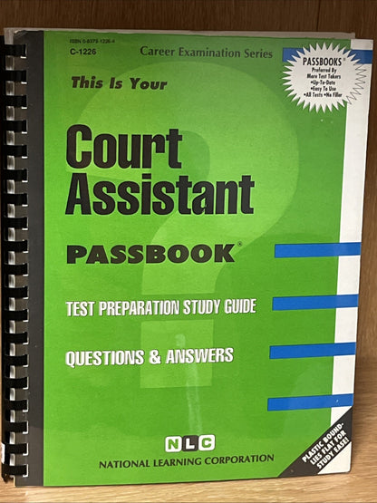 Court Assistant: PASSBOOK,TEST PREPARATION STUDY GUIDE, QUESTIONS & ANSWERS