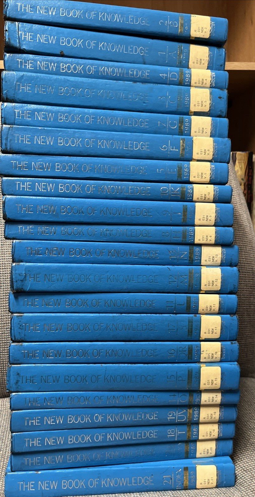 The New Book of Knowledge Encyclopedia 1989 Complete Set 21 Vols. Deluxe Lib Ed