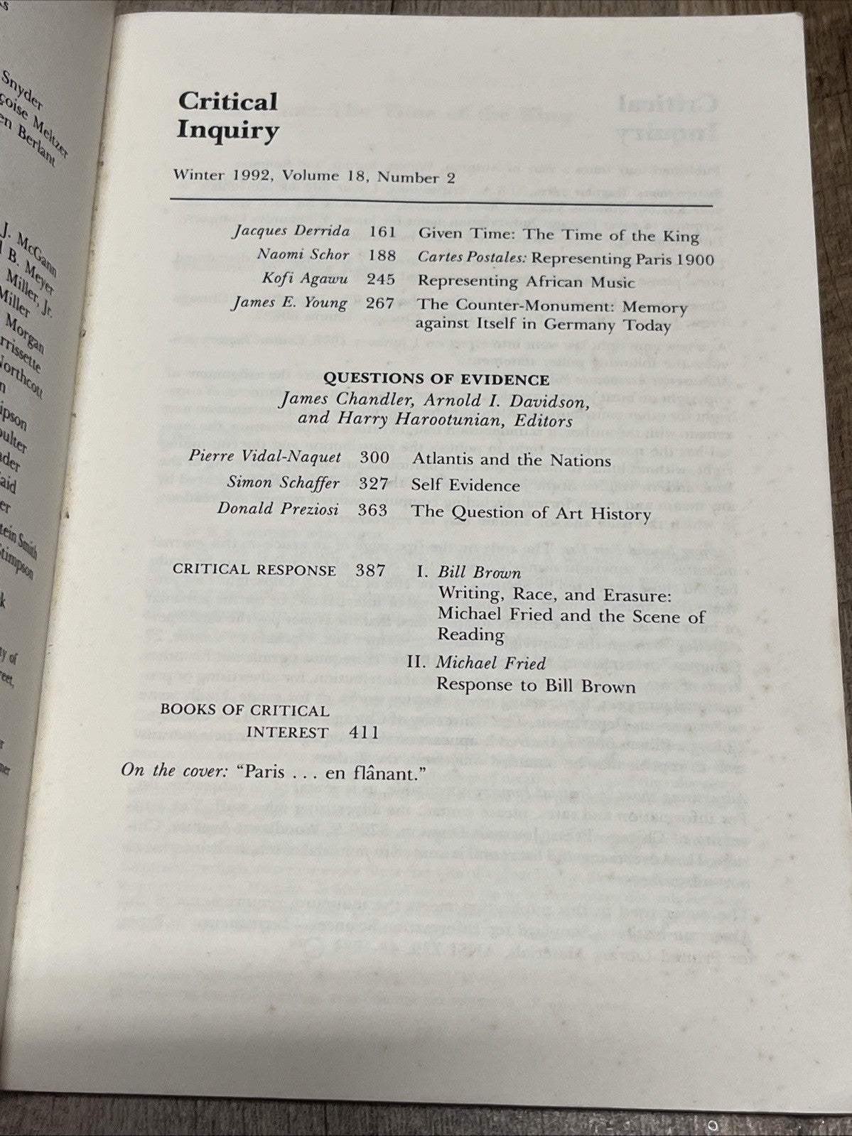 Critical Inquiry Winter 1992 Volume 18, Number 2  Pages 161-416 Jacques Derrida