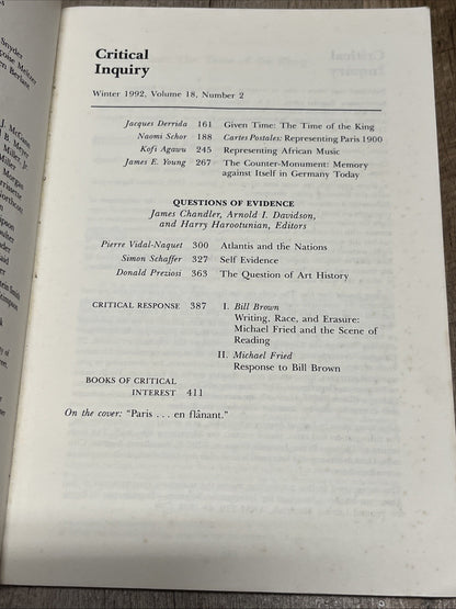 Critical Inquiry Winter 1992 Volume 18, Number 2  Pages 161-416 Jacques Derrida