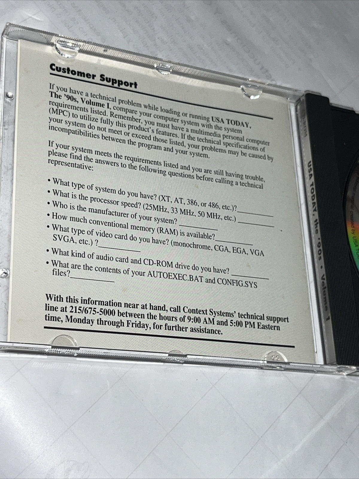 USA Today The '90s Volume 1 - CD ROM Multimedia Time Capsule Of News 1993