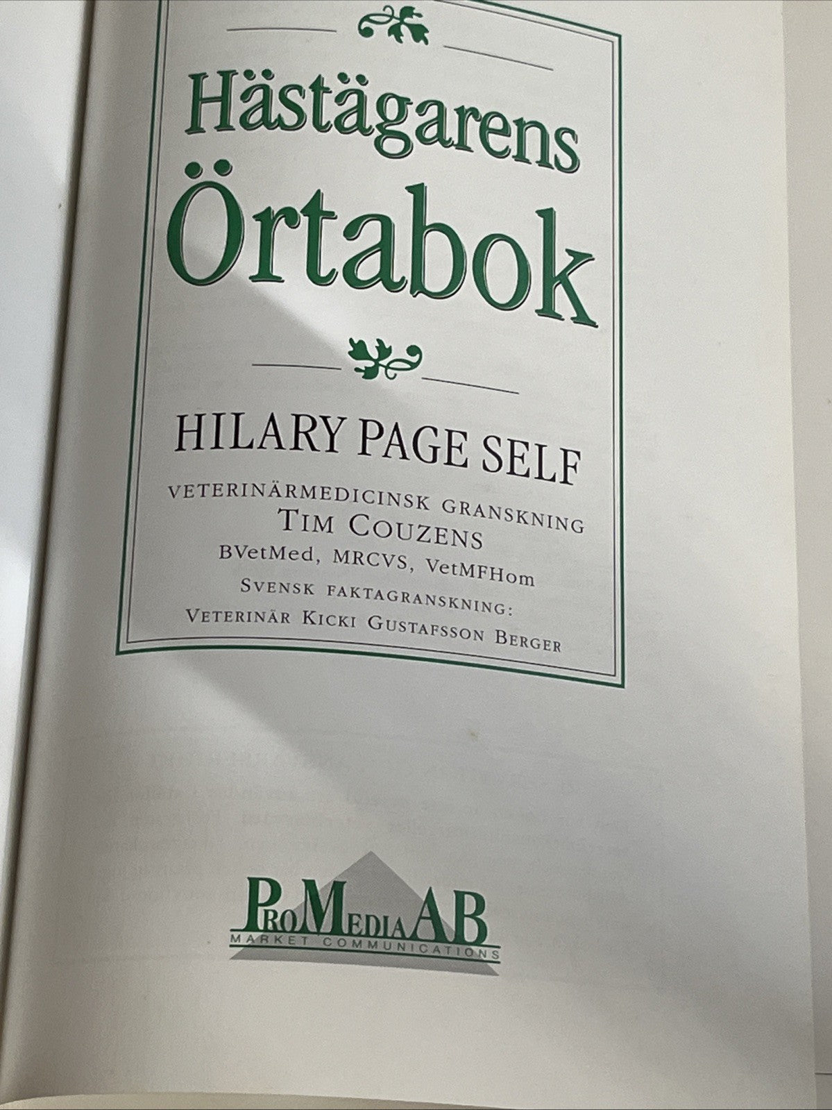 Hästägarens Örtabok (The Horse Owner's Herb Book) by Hilary Page Self