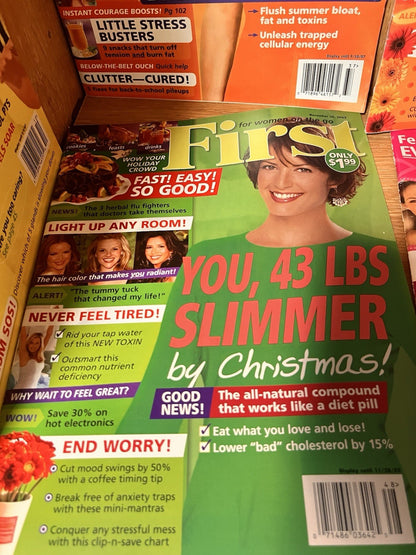 First for Women Magazine On the go Lot of 8  Issue -The Cab That Melt Fat