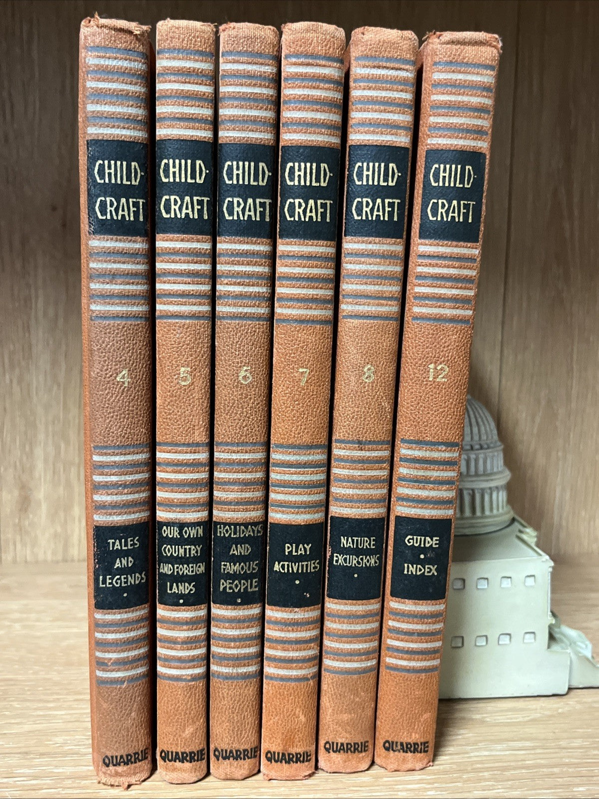 Vintage 1947 Childcraft Book Lot of 6 Set Orange, Volumes 4/5/6/7/8/12