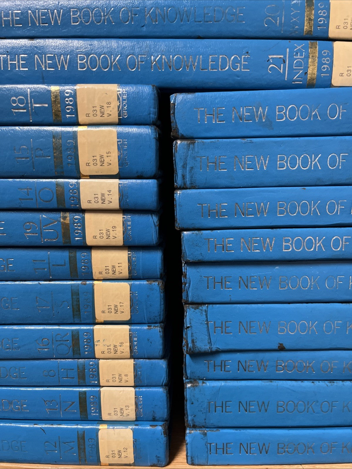 The New Book of Knowledge Encyclopedia 1989 Complete Set 21 Vols. Deluxe Lib Ed