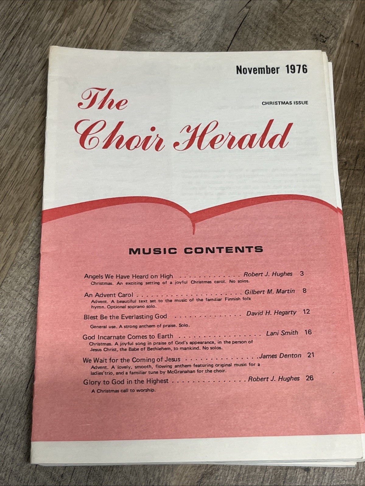 Lot Of 8? The Choir Herald, Christmas Issue , November 1976, Choir Anthems