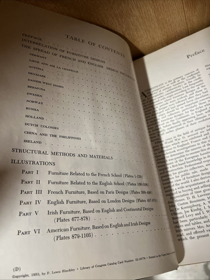 Vintage Directory of Antique Furniture 1st Ed by F. Lewis Hinckley HD DJ  1953