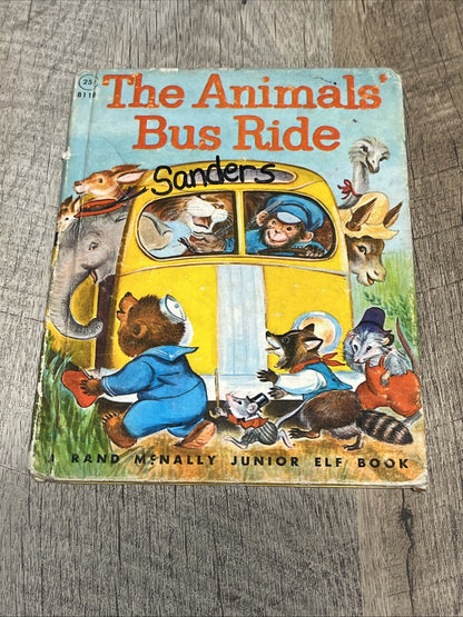 The Animals' Bus Ride, Vintage Rand McNally Elf Book, HB, 1965 Acceptable