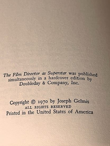 Film Director as Superstar Joseph Gelmis 1970 Cinema Interviews Paperback Anchor