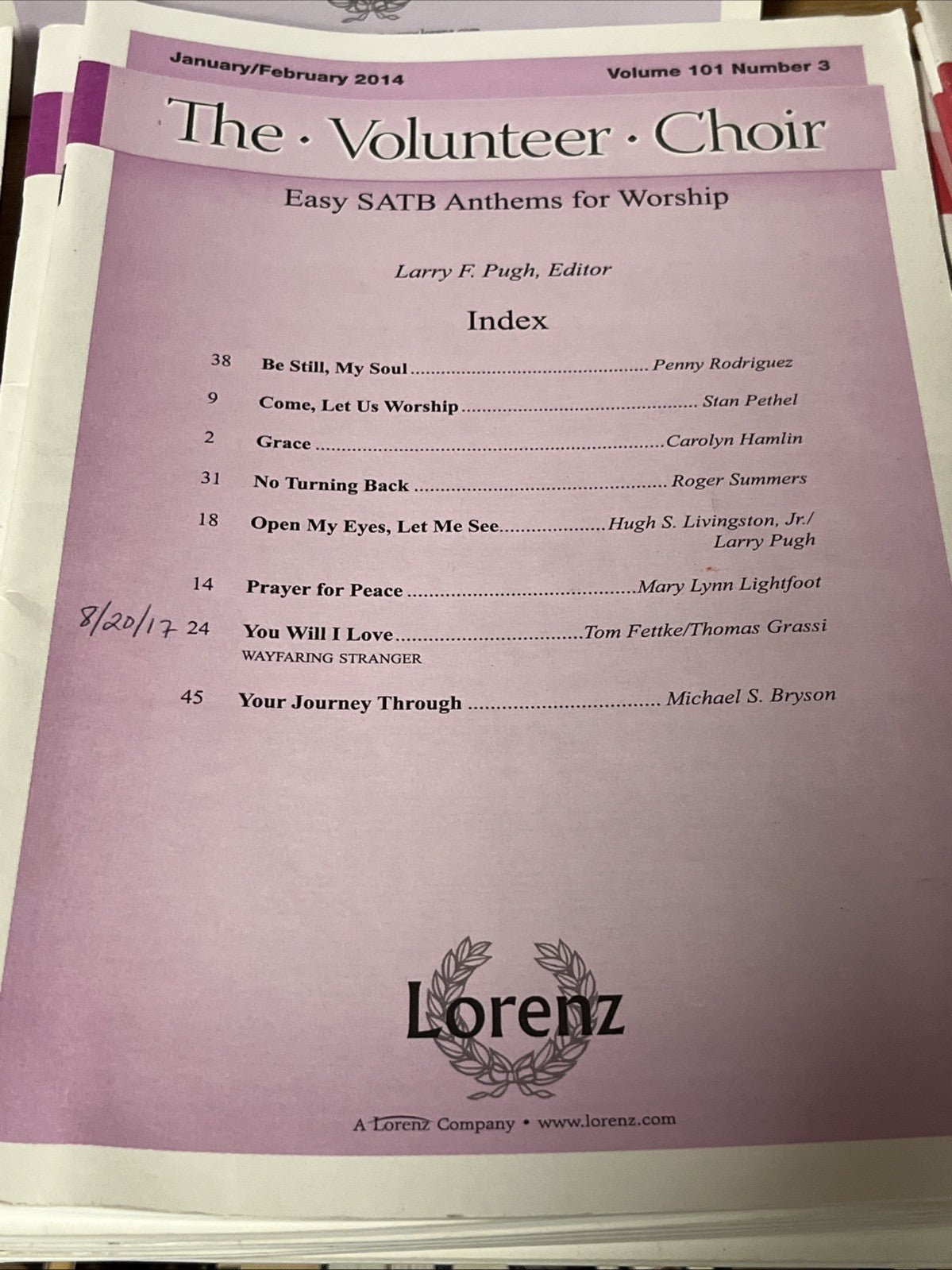 32 Lot The Volunteer Choir Volume 101. Number 1-4 Jan-Dec 2013 -2014 SATB Anthem