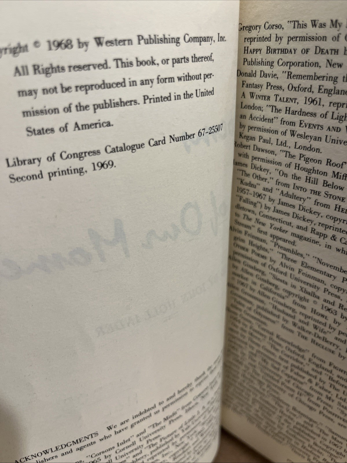 Poems Of Our Moment Edited by John Hollander 1969 Hardcover Ex Lib