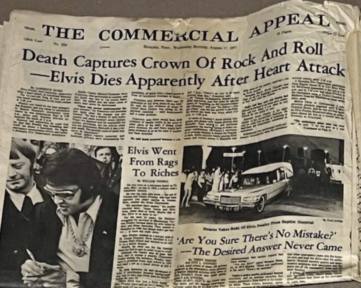 Elvis Presley Death Newspaper Memphis Press-, The Commercial Appeal AUG 17, 1977