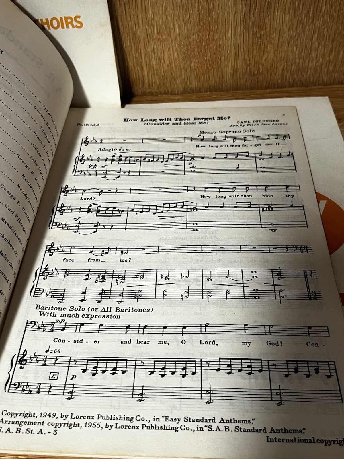 SAB Standard Anthems for Three Part Mixed Choirs Soprano, Alto & Baritone 1955