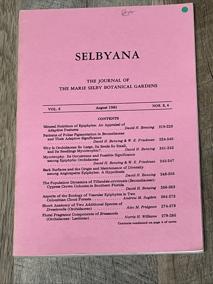 SELBYANA The Journal Of The Marie Selby Botanical Gardens Lot of 11  ( 1970s/80s