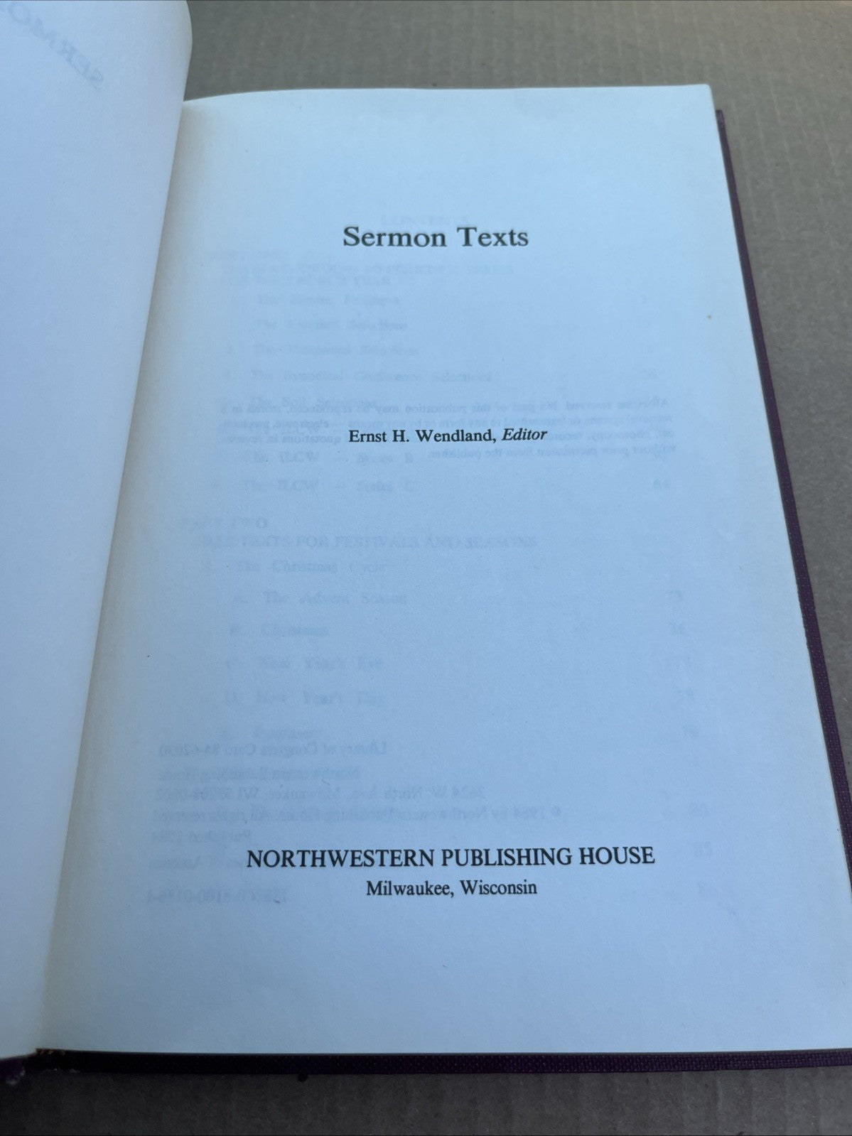 SERMON TEXTS 1st Edition Ernst H. Wendland - 1984 Hardcover