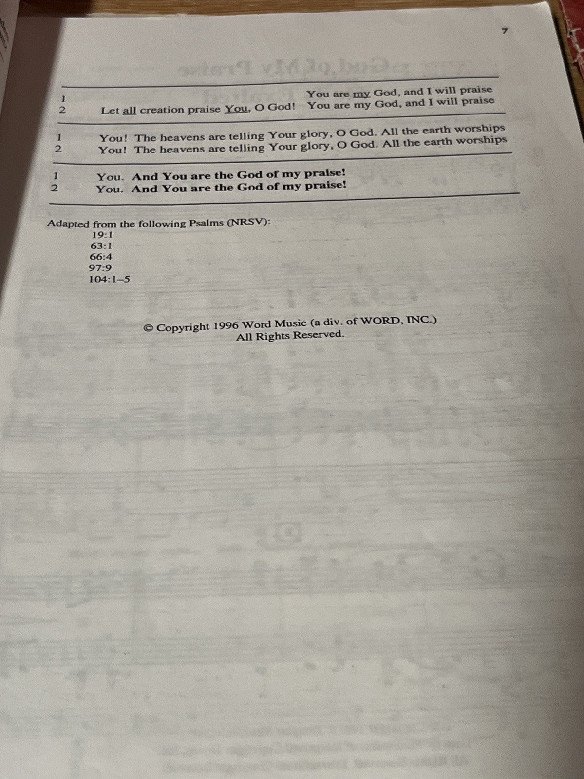 Lot Of 5 God Of My Praise Word Music Songbook Choral Collection Camp Kirkland