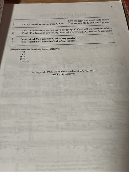 Lot Of 5 God Of My Praise Word Music Songbook Choral Collection Camp Kirkland