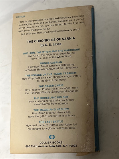 The Chronicles of Narnia Book CS Lewis 1, 2, 3, 5, & 6 Collier Books 1970s