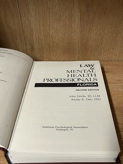 Law and Mental Health Professionals Florida 2nd Edition John Petrila & Randy K