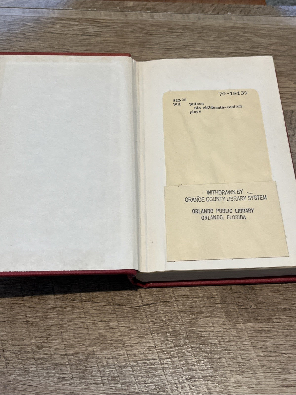 Six Eighteenth Century Plays by John Harold Wilson 1963