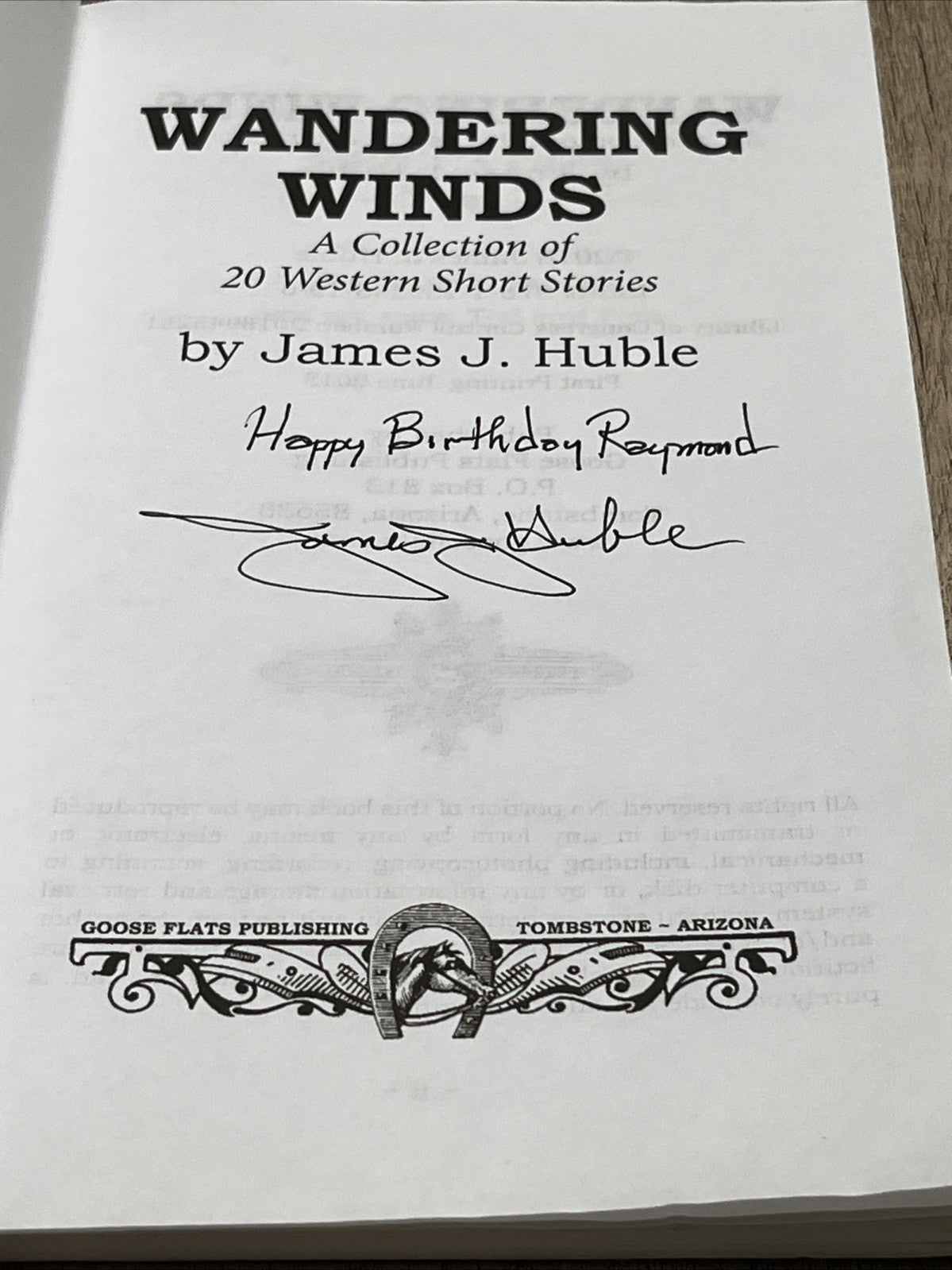 Wandering Winds: A Collection of 20 Western Short Stories James J. Huble SIGNED