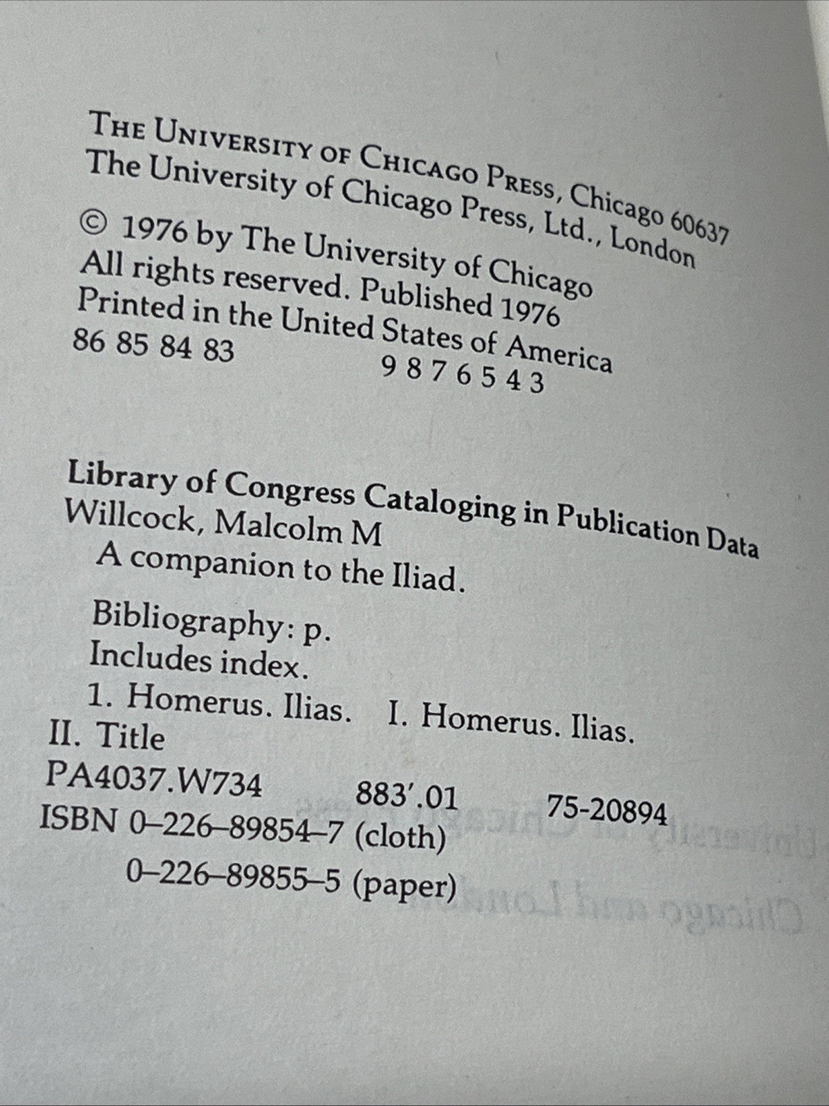 Companion to the Iliad : Based on the Translation by Richmond Lattimore, Pape...