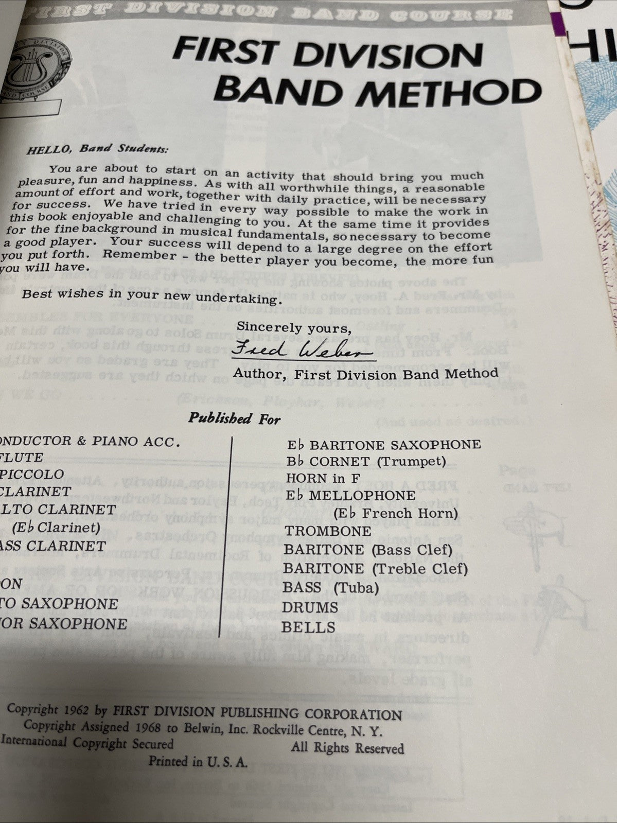 First Division Band Method Drum Sheet Book Lot Volume 1 - 4  (1960s)