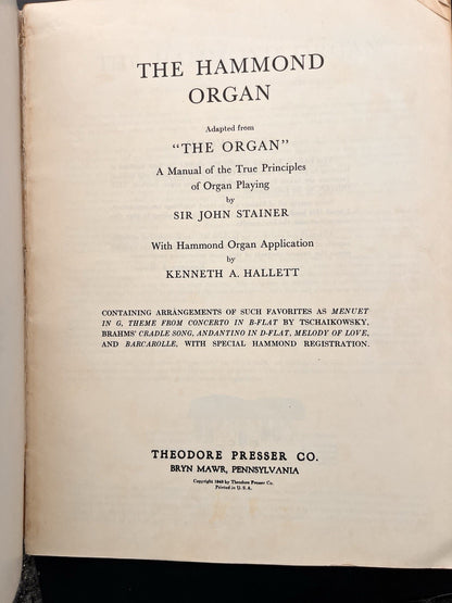 The Hammond Organ Stainer-Hallett